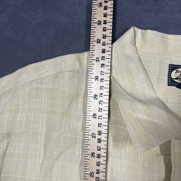 Vintage Tommy Bahama Shirt Men's XL Cream Plaid Short Sleeve Button-Up Summer - Picture 4 of 5